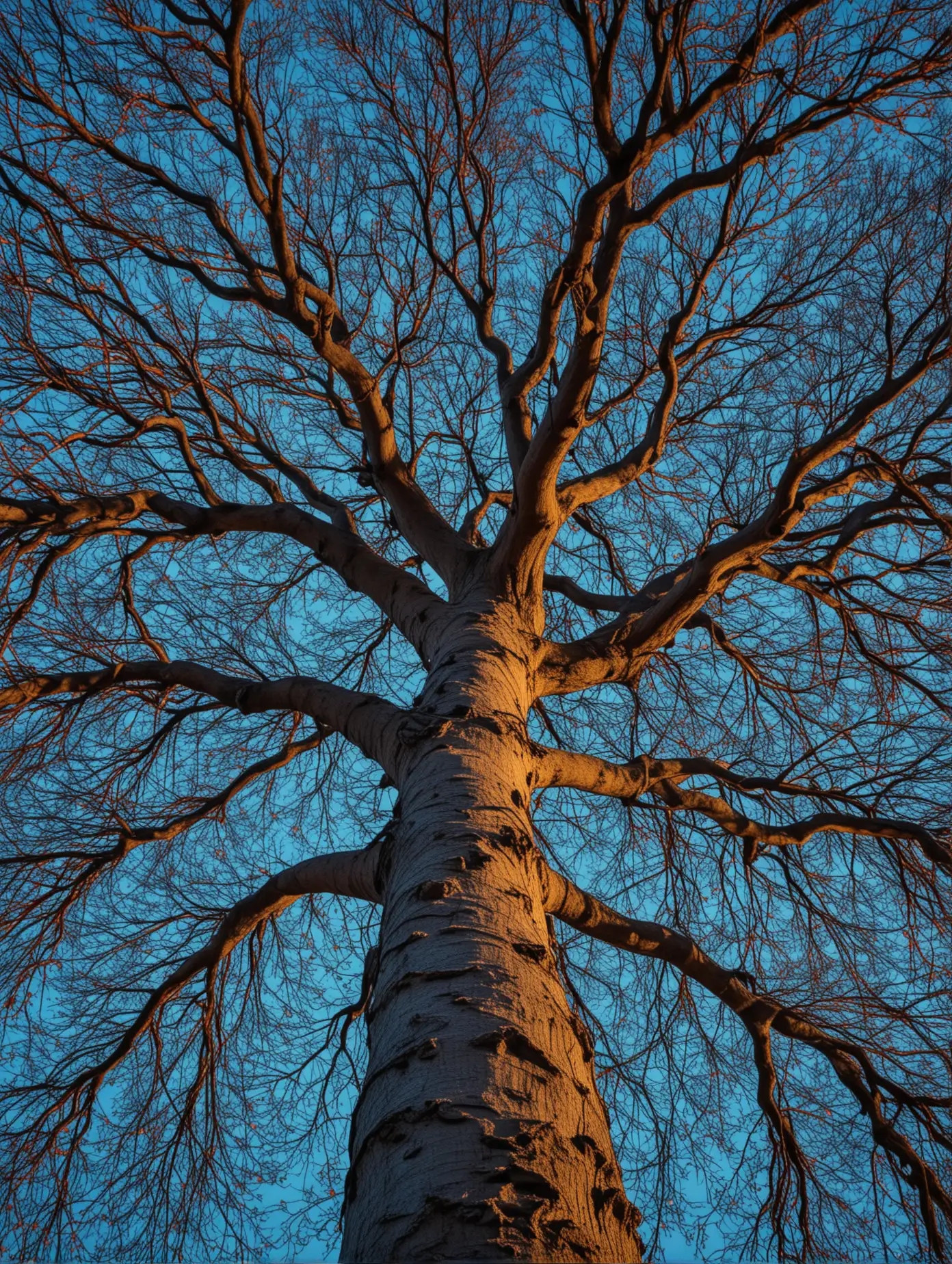 Majestic Blue Tree Tranquil Dawn or Dusk Nature Scene