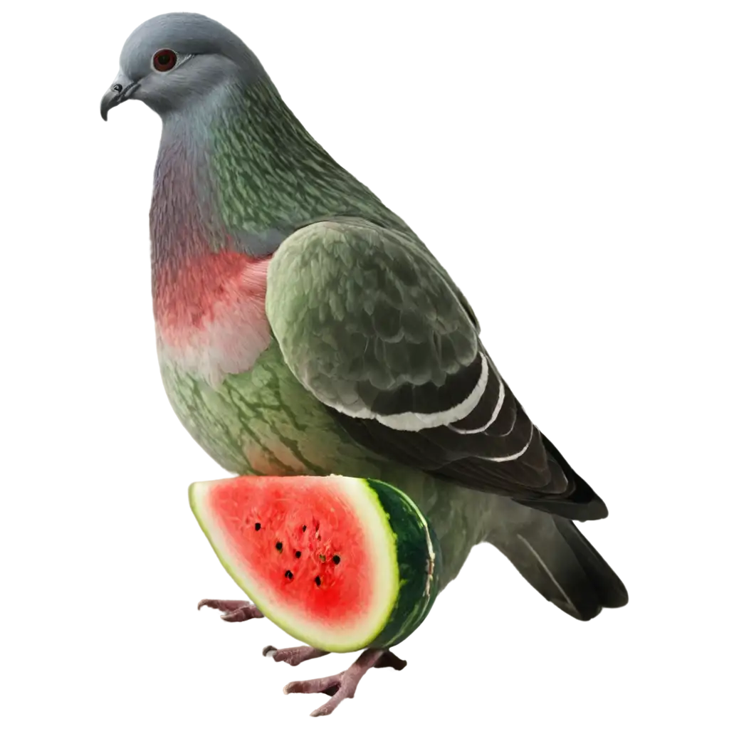 watermelon with pigeon