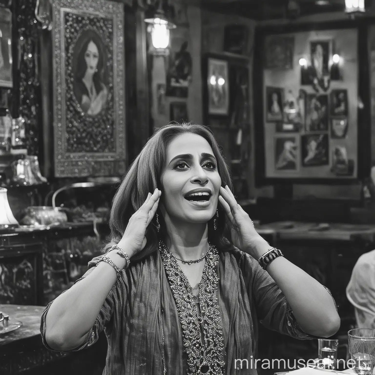 Fairuz Singing in Traditional Egyptian Coffee Shop