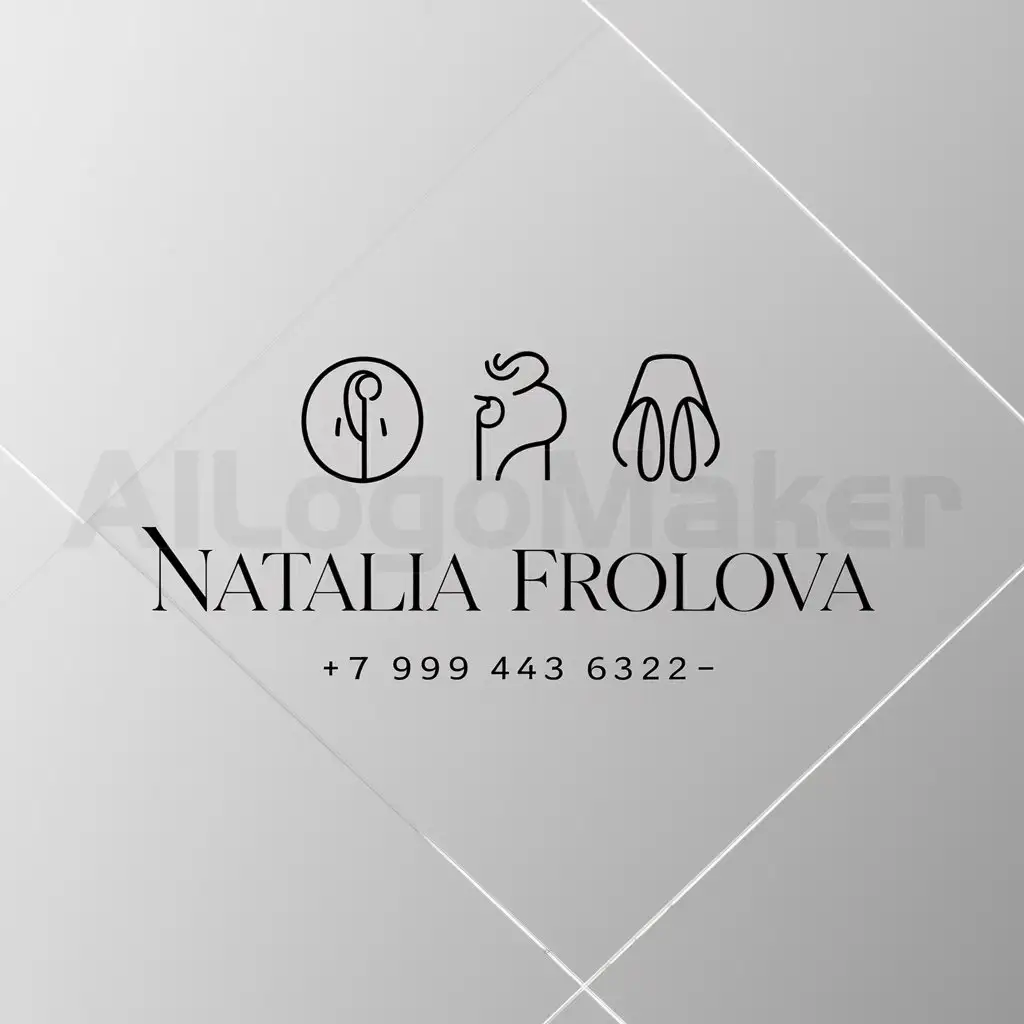 a logo design,with the text " Last name: Frolova
First name: Natalia
Phone number: +7 999 443 6322", main symbol:creator, hairdresser-stylist, nail-master,Minimalistic,be used in Beauty Spa industry,clear background