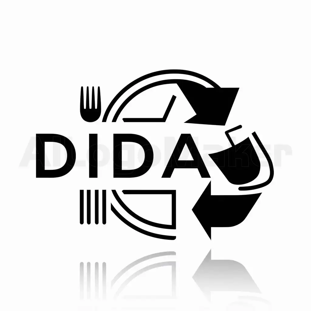 a logo design,with the text "DIDA", main symbol:recycling, disposable tableware,complex,be used in Retail
 industry,clear background