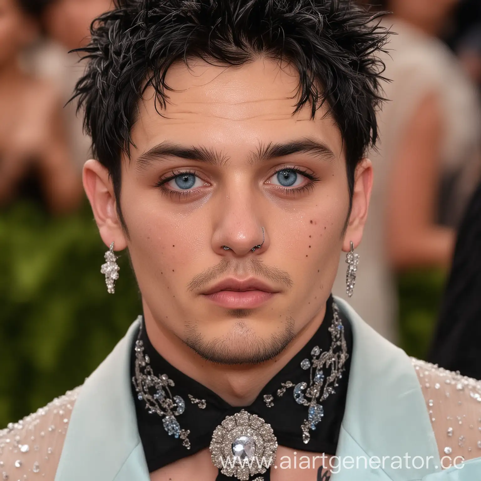 Met-Gala-2024-Edgy-Guy-with-Tousled-Black-Hair-and-Piercings