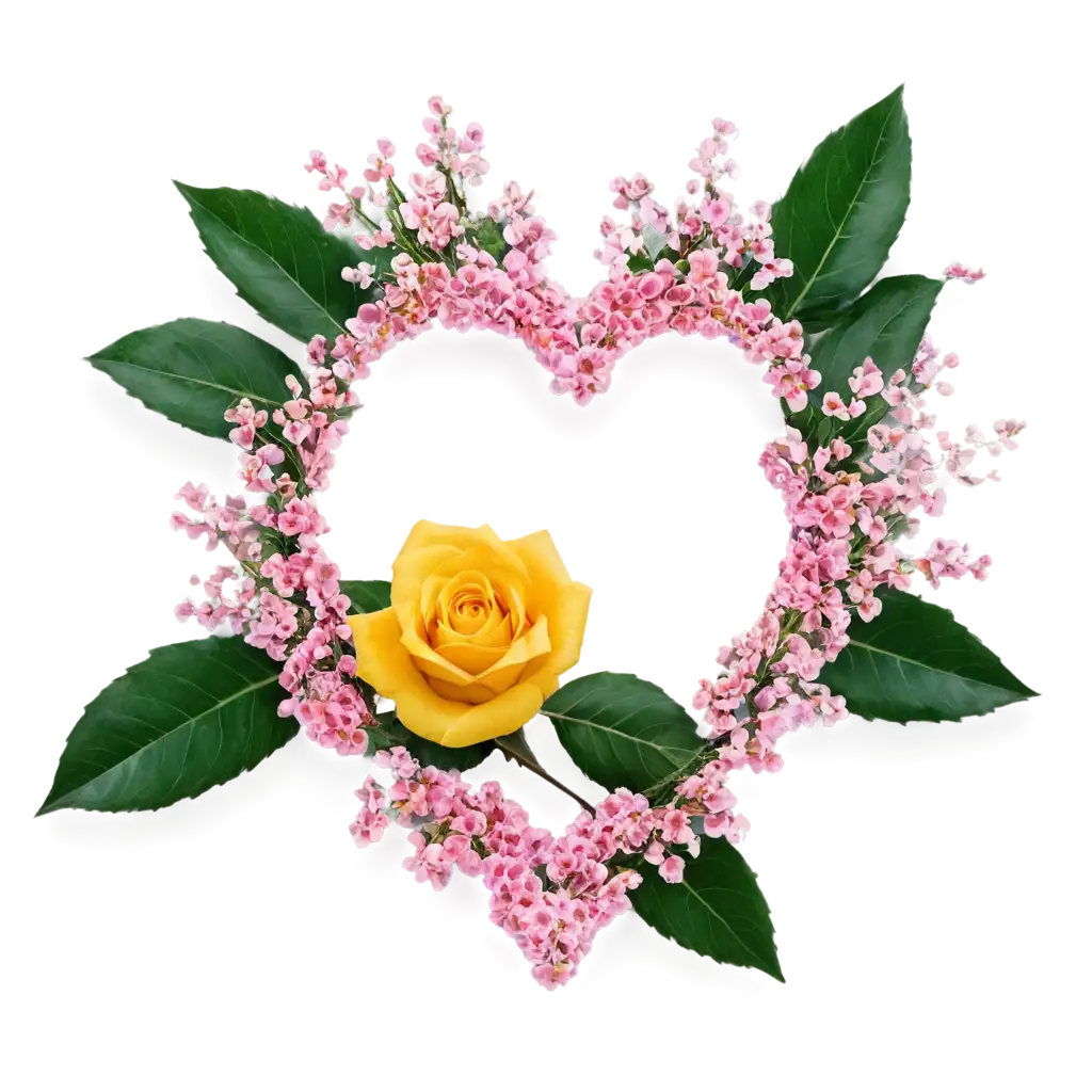 Exquisite-PNG-Yellow-Rose-Heart-in-Pink-Capturing-Beauty-in-High-Quality