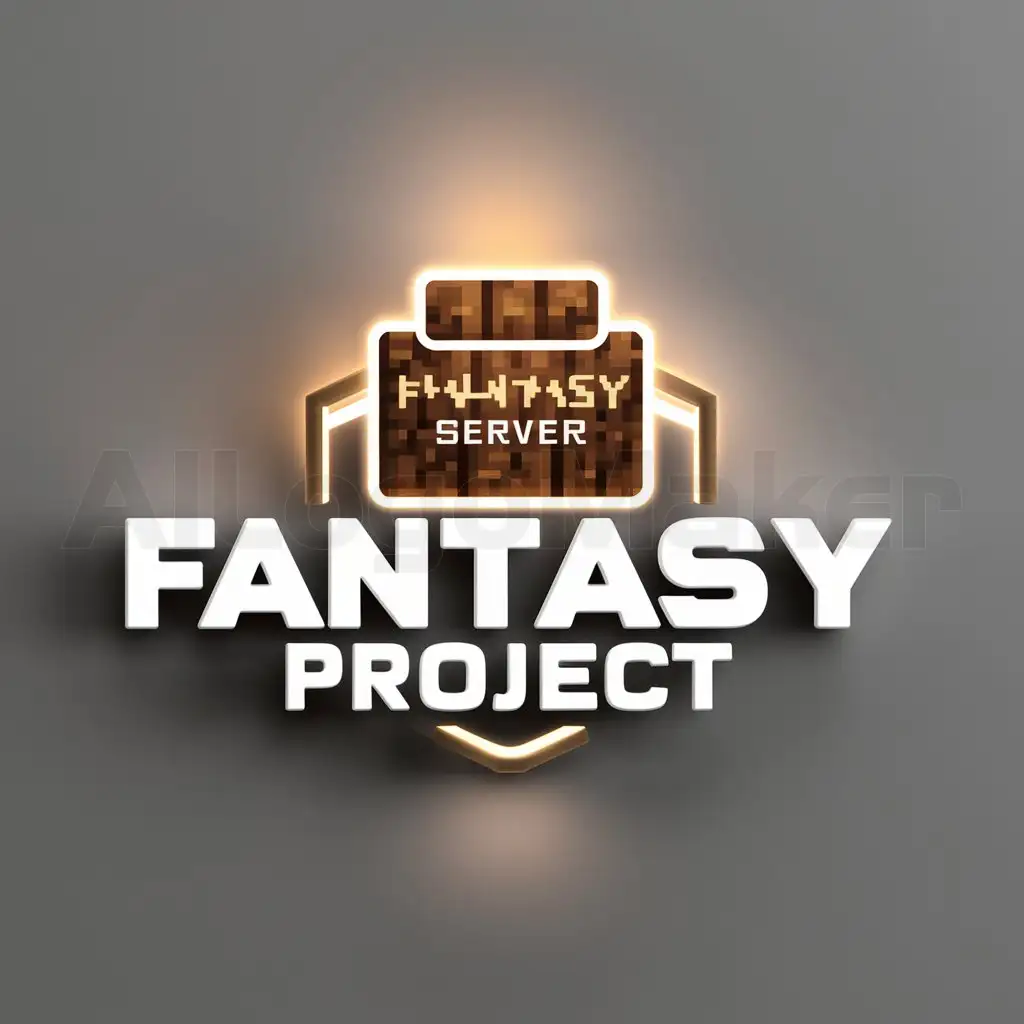 a logo design,with the text "Fantasy Project", main symbol:Server for minecraft. make text color white,Moderate,clear background