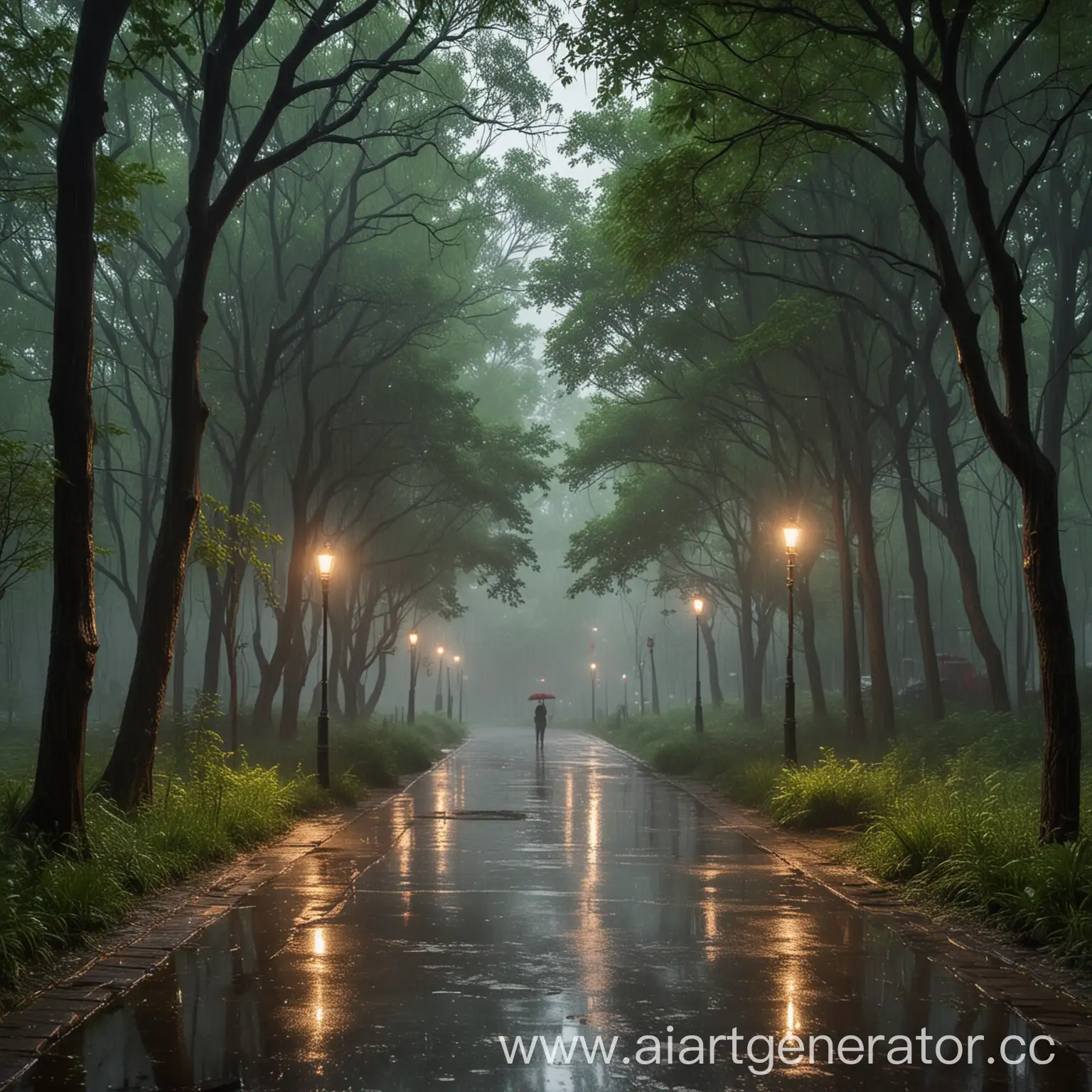 Tranquil-Evening-Rain-in-Forest-Park
