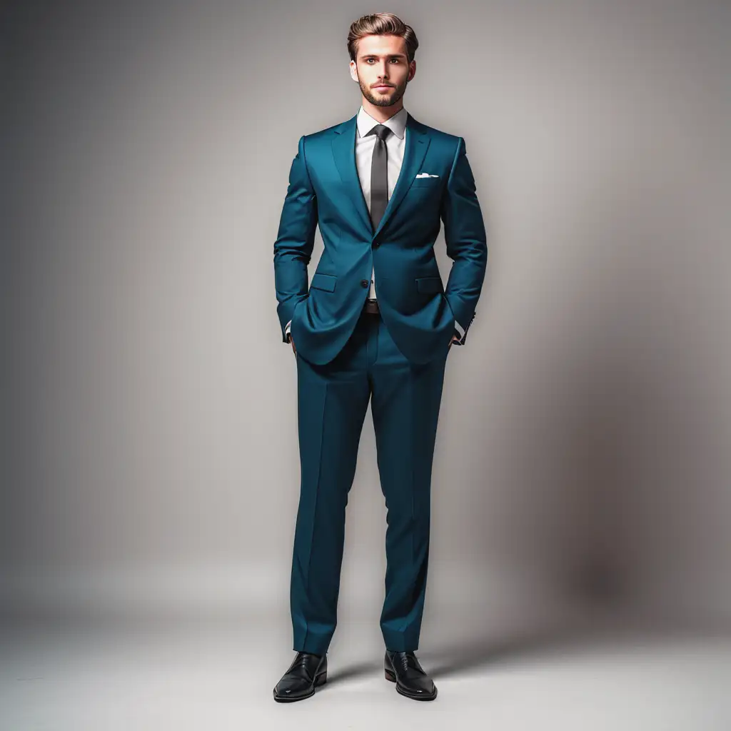 two colors, full body length, coloring book style, man in suit, front shot,  hands near waist, folded together, 