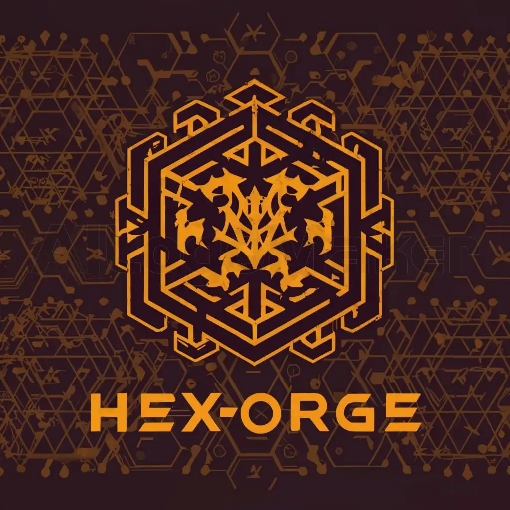 LOGO-Design-For-Hexforge-Intricate-Hexagonal-Fantasy-Rune-Emblem