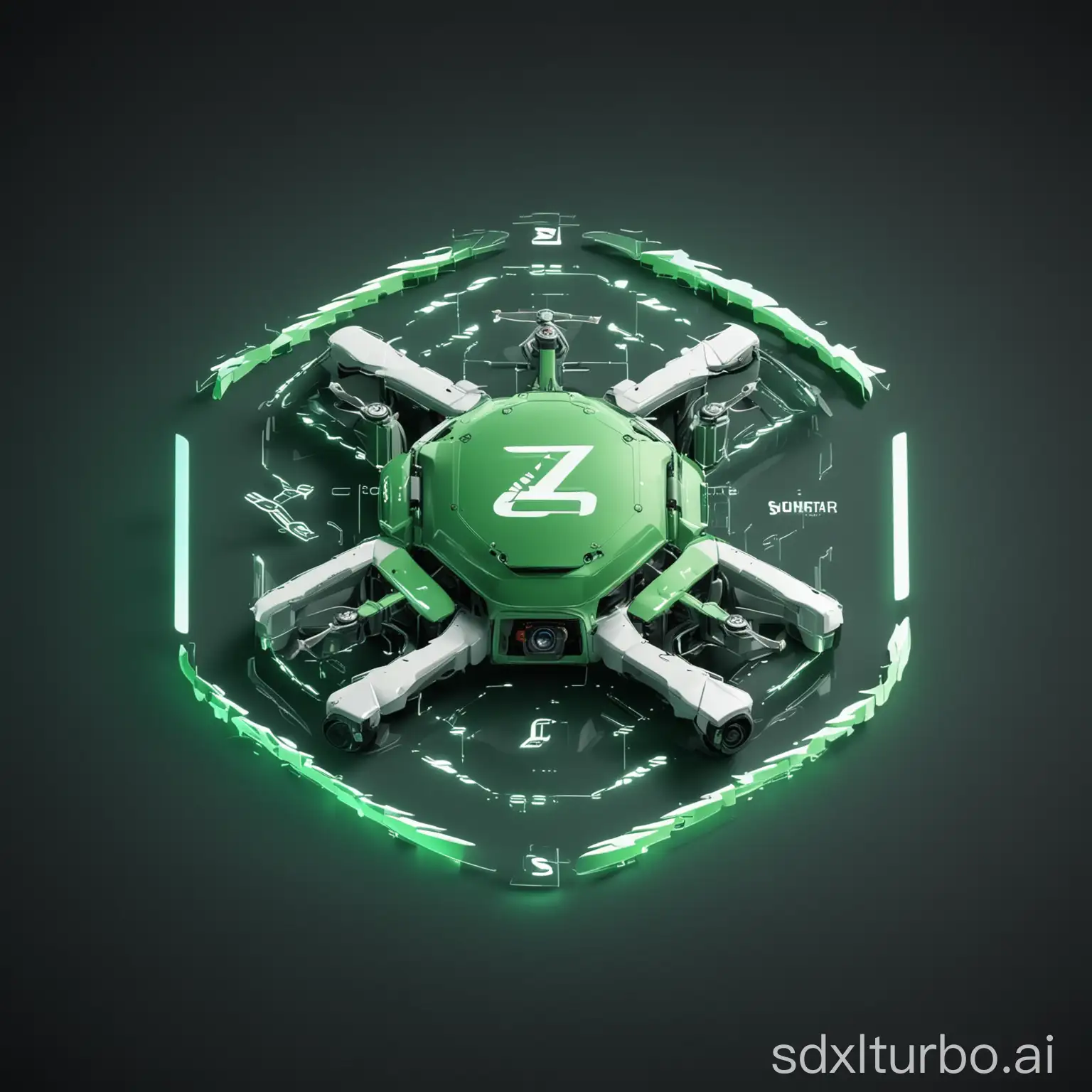 智梭无人车logo图片  融合字母ZS 底色为绿色  字母白色 发光  科技元素
