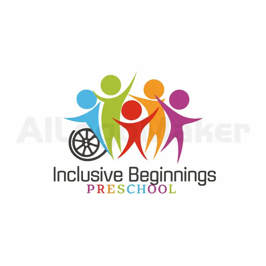 a logo design,with the text "Inclusive Beginnings Preschool", main symbol:a line of preschool age children of different races with one child in a wheelchair facing forward all holding hands,Moderate,be used in Education industry,clear background