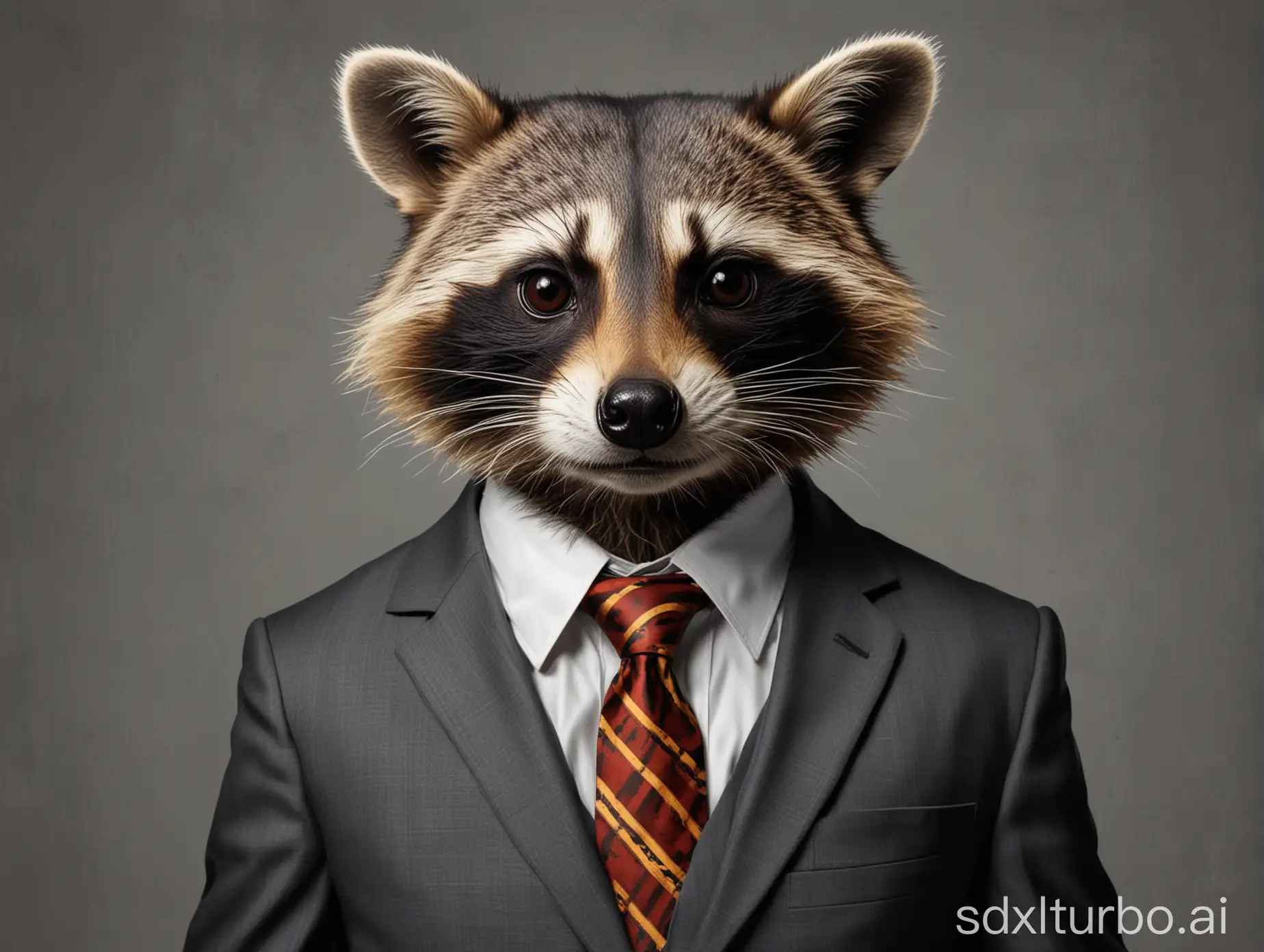 raccoon pop art in suit