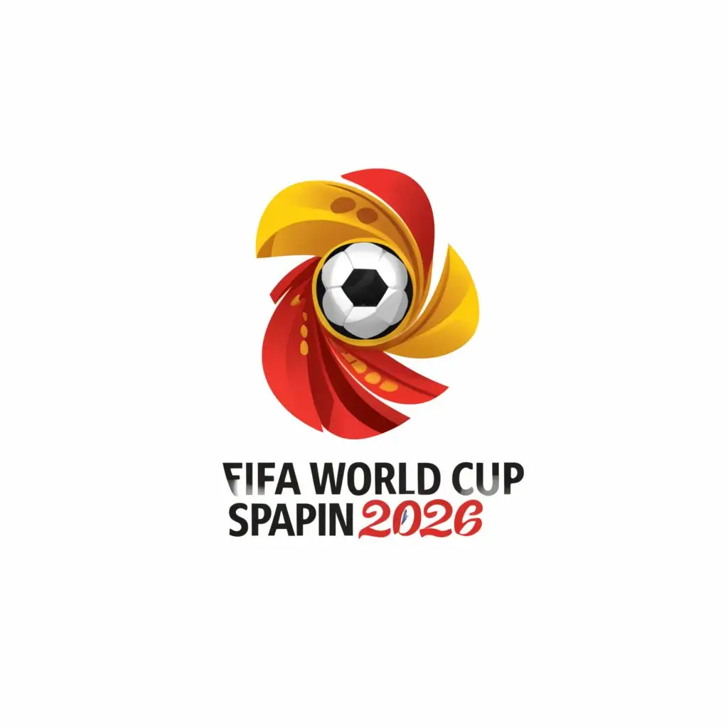 a logo design,with the text "Fifa world cup spain 2026", main symbol:Football
Spain flag
,Minimalistic,clear background