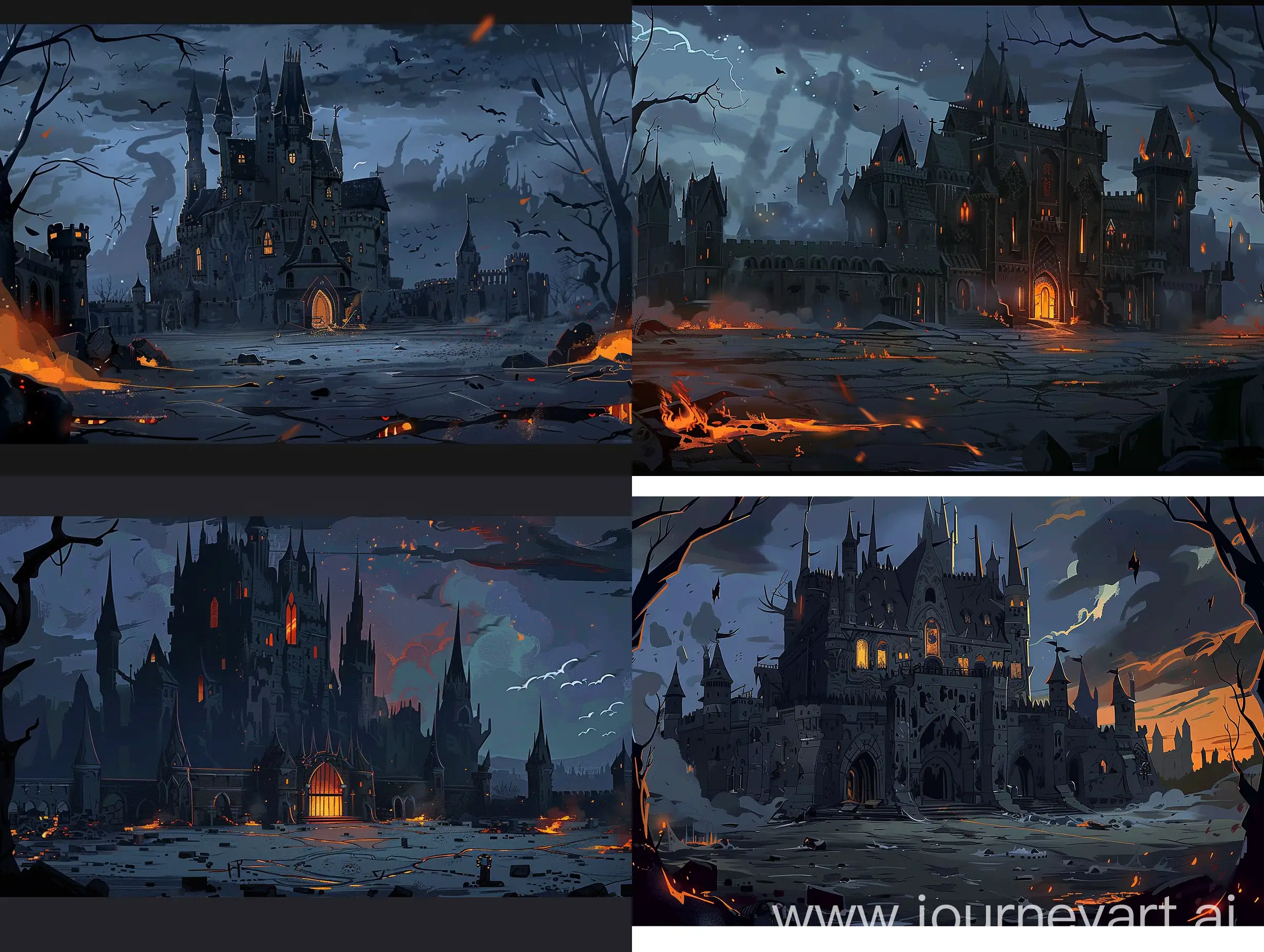 Sinister-Castle-Ruins-with-Fiery-Embers