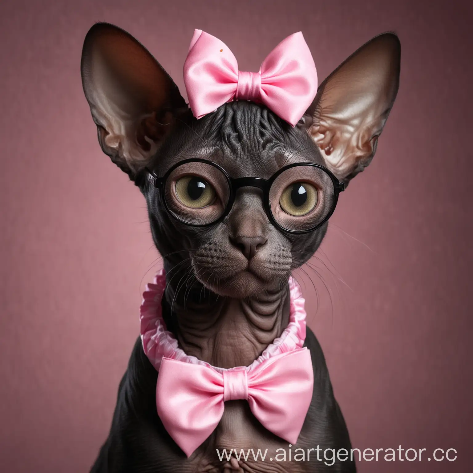 Girl-with-Black-Don-Sphinx-Cat-Glasses-and-Pink-Bow