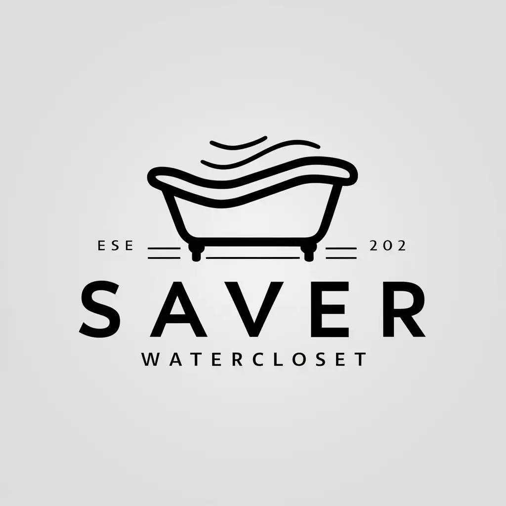 a logo design,with the text "Saver Watercloset", main symbol:bathtub, water,complex,be used in Others industry,clear background