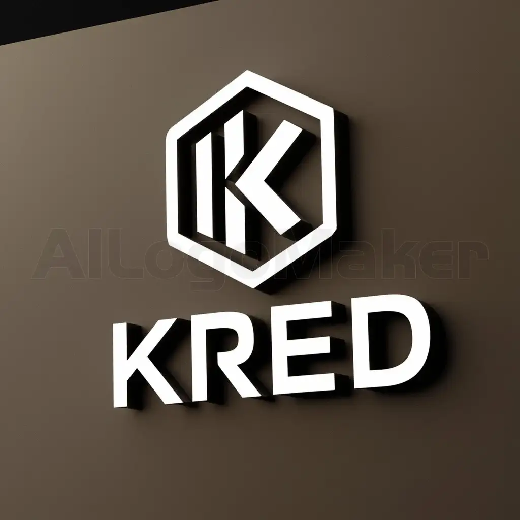 a logo design,with the text "KRED", main symbol:K with Hexagon,Moderate,clear background