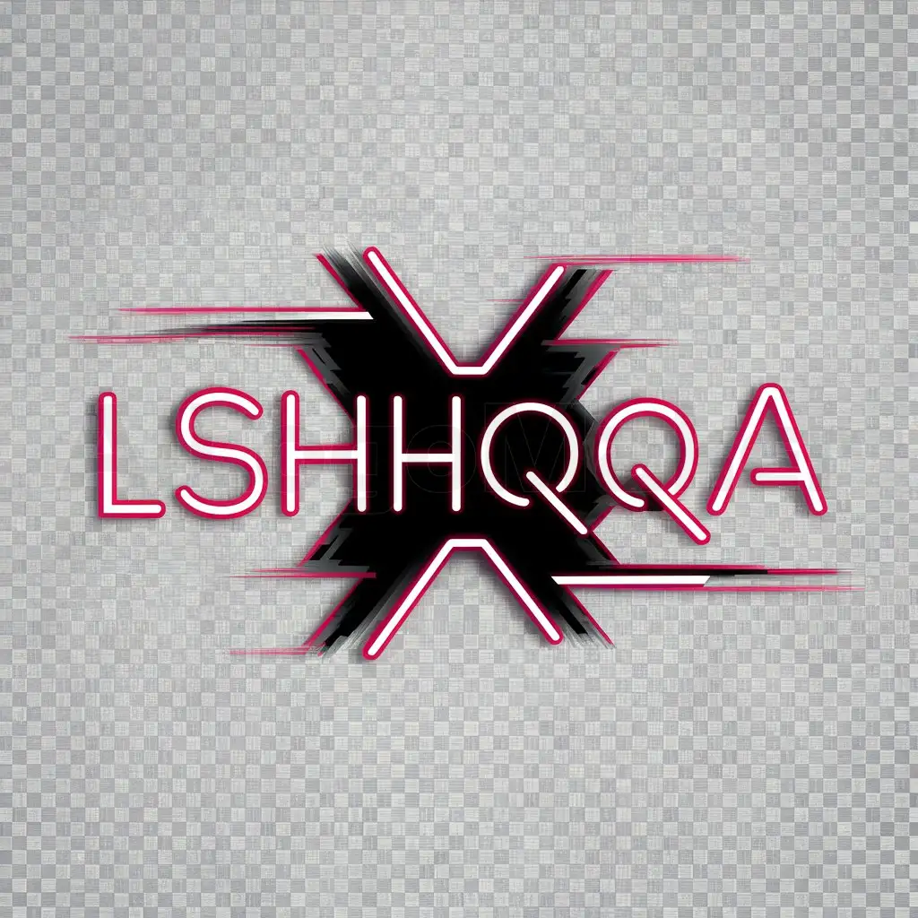 a logo design,with the text "LSHQQA", main symbol:Neon glitch,Minimalistic,be used in Computer games industry,clear background