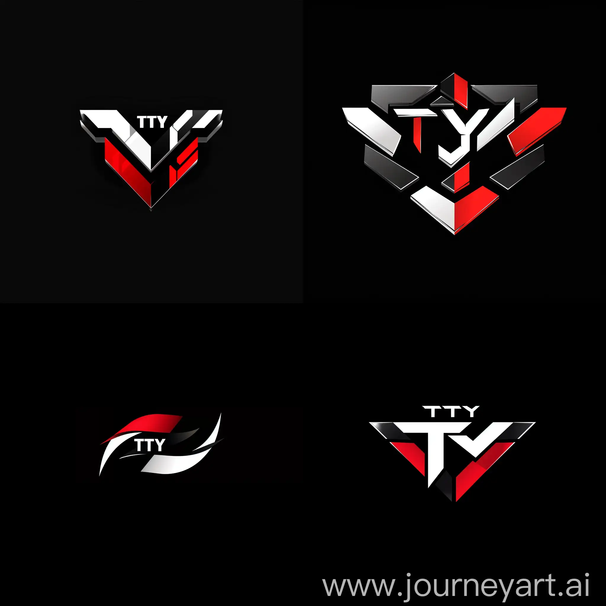 背景为纯黑 ,中间logo为tty,logo颜色以白红黑为主