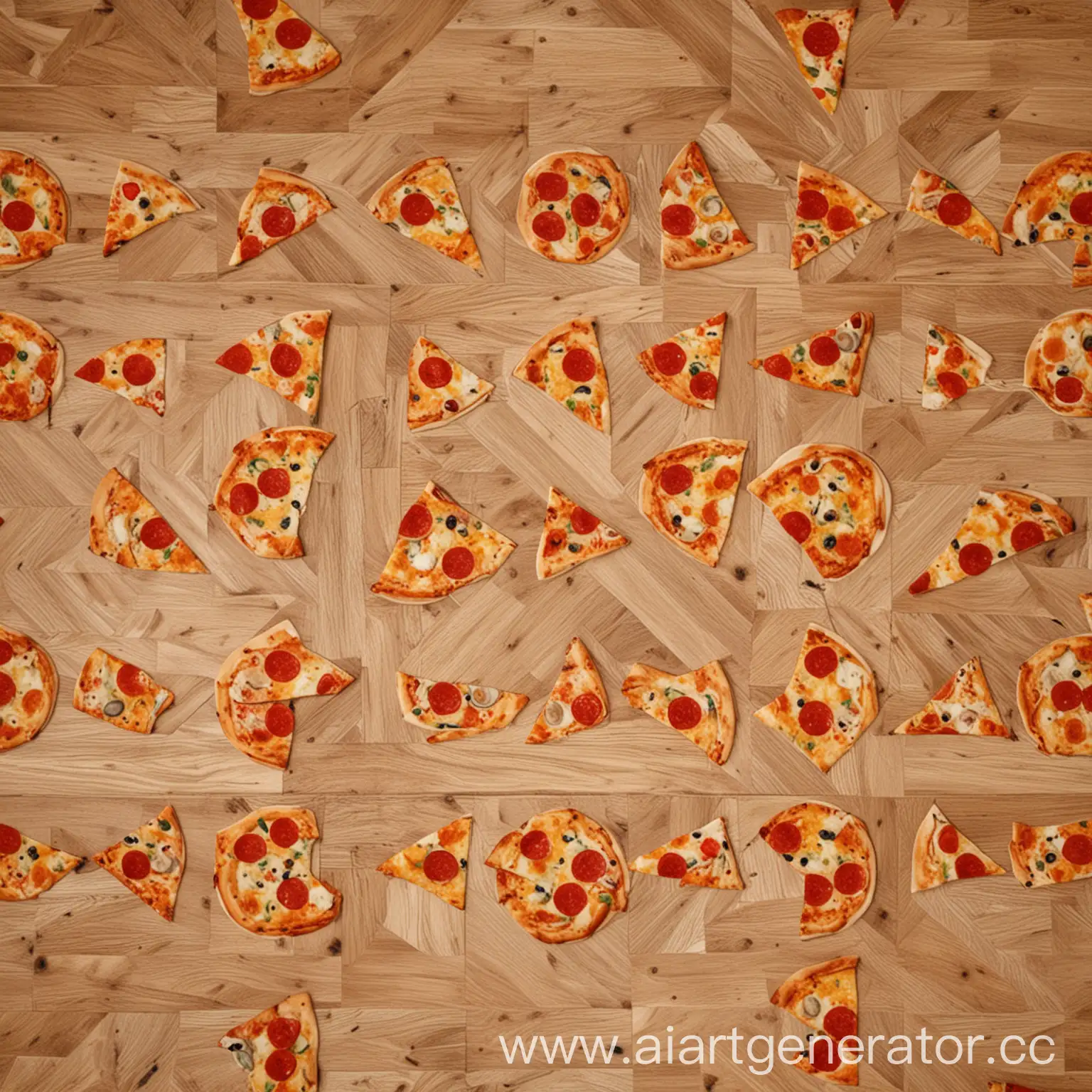 Colorful-Parquet-Flooring-with-Pizza-Slice-Pattern