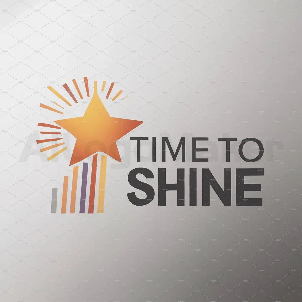 a logo design,with the text "Time to Shine", main symbol:star, growing, innovation,Moderate,be used in Technology industry,clear background