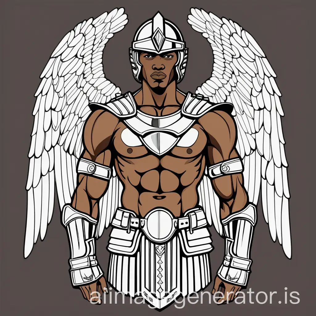 vectorized image of an African American archangel upper torso with armor