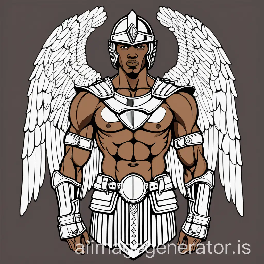 vectorized image of an African american archangel upper torso with armor

