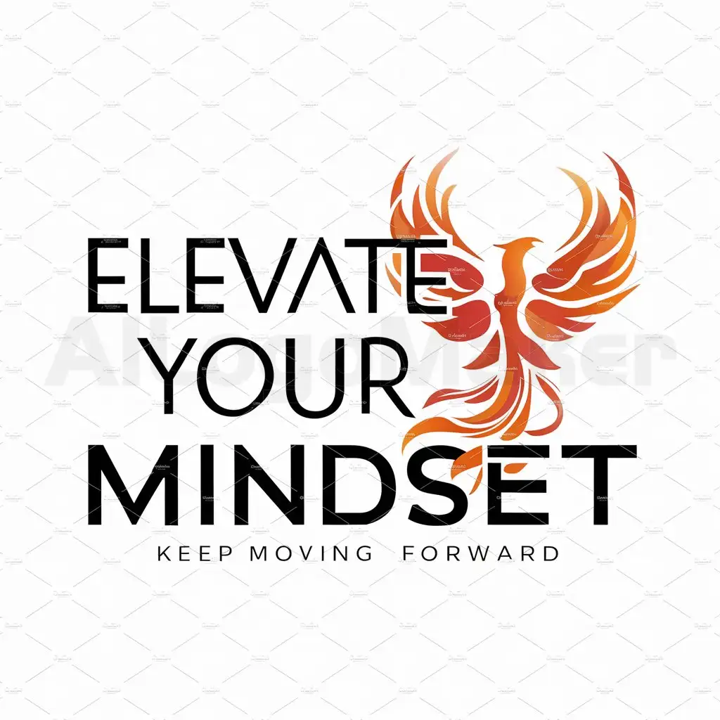 a logo design,with the text "ELEVATE YOUR MINDSET", main symbol:phoenix,Moderate,be used in keep moving forward industry,clear background