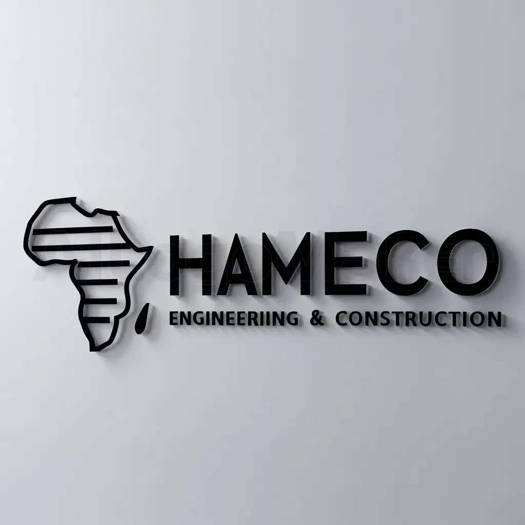 a logo design,with the text "HAMECO", main symbol:Horn of Africa Modern Engineering and Construction,Moderate,be used in Construction industry,clear background