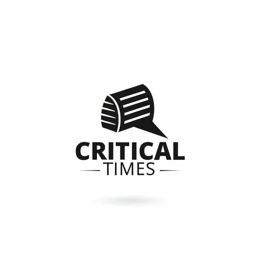 a logo design,with the text "Critical Times", main symbol:Newspaper with exclamation point, black and white,Moderate,be used in Others industry,clear background