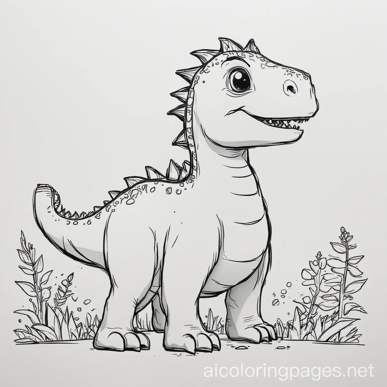 Simple-Dinosaur-Coloring-Page-with-Ample-White-Space