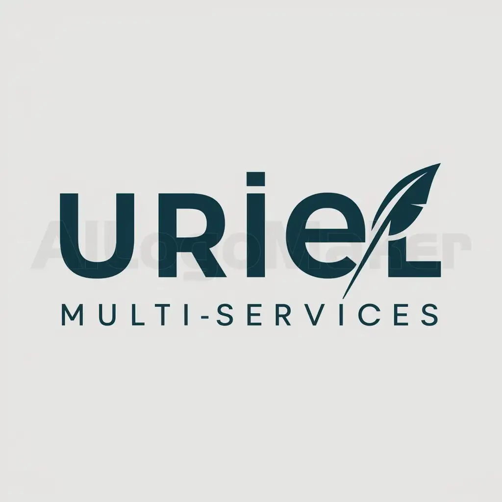 a logo design,with the text "URIEL MULTI-SERVICES", main symbol:Um suivie de l'outil plume,Moderate,be used in Graphiste industry,clear background
