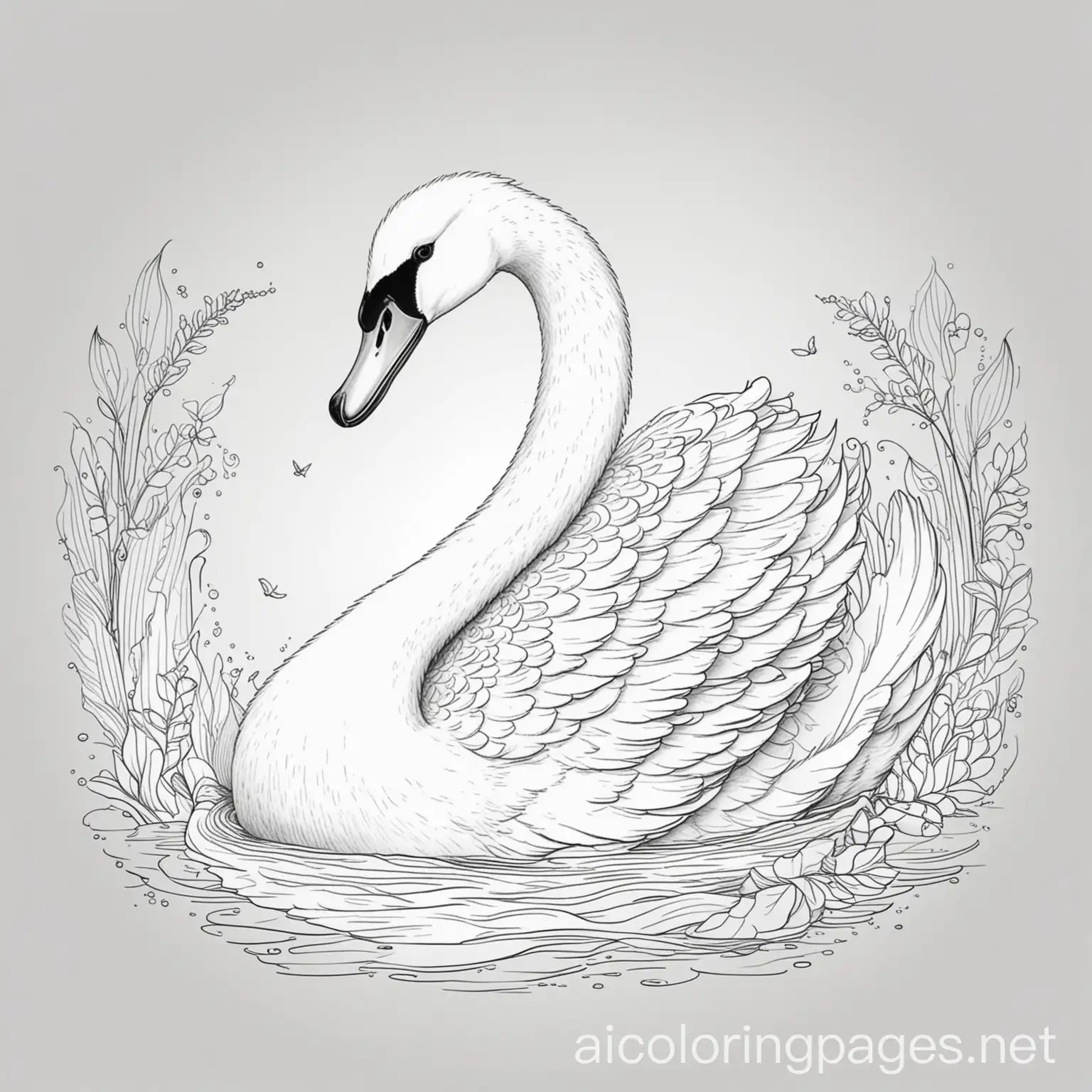 Coloring Page of a Graceful Swan Black and White Line Art | AI Coloring ...