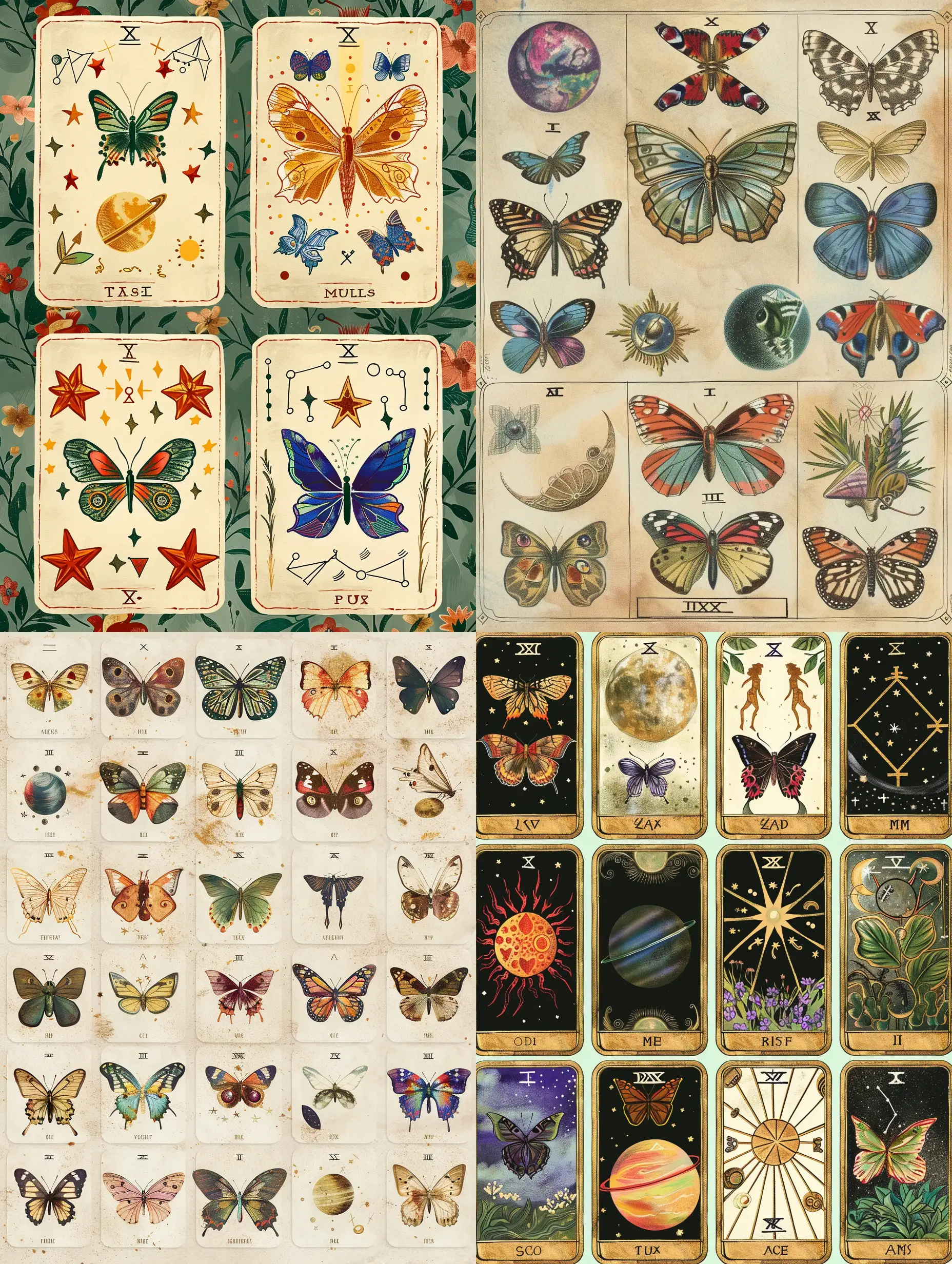 Tarot-Cards-Illustrated-with-Butterflies-Planets-Zodiac-Signs-and-Elements