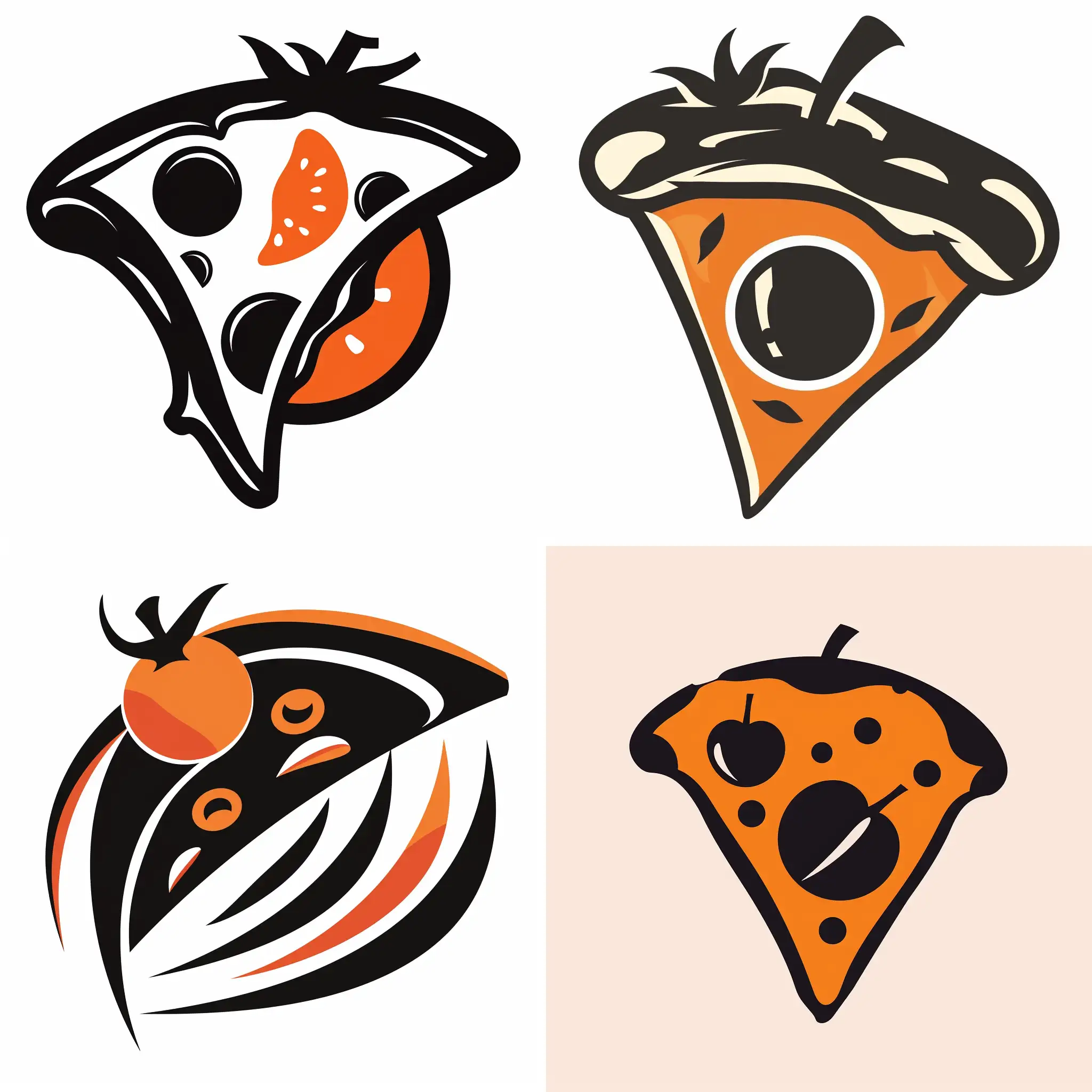 یه لوگوی پیتزا باتم سیاه ونارنجی