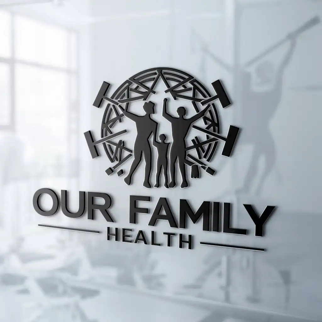 a logo design,with the text "Our family health", main symbol:Family, fitness,complex,be used in Sports Fitness industry,clear background