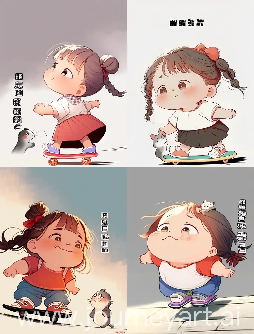 Adorable-Anime-Little-Girl-Skateboarding-with-Joyful-Laughter