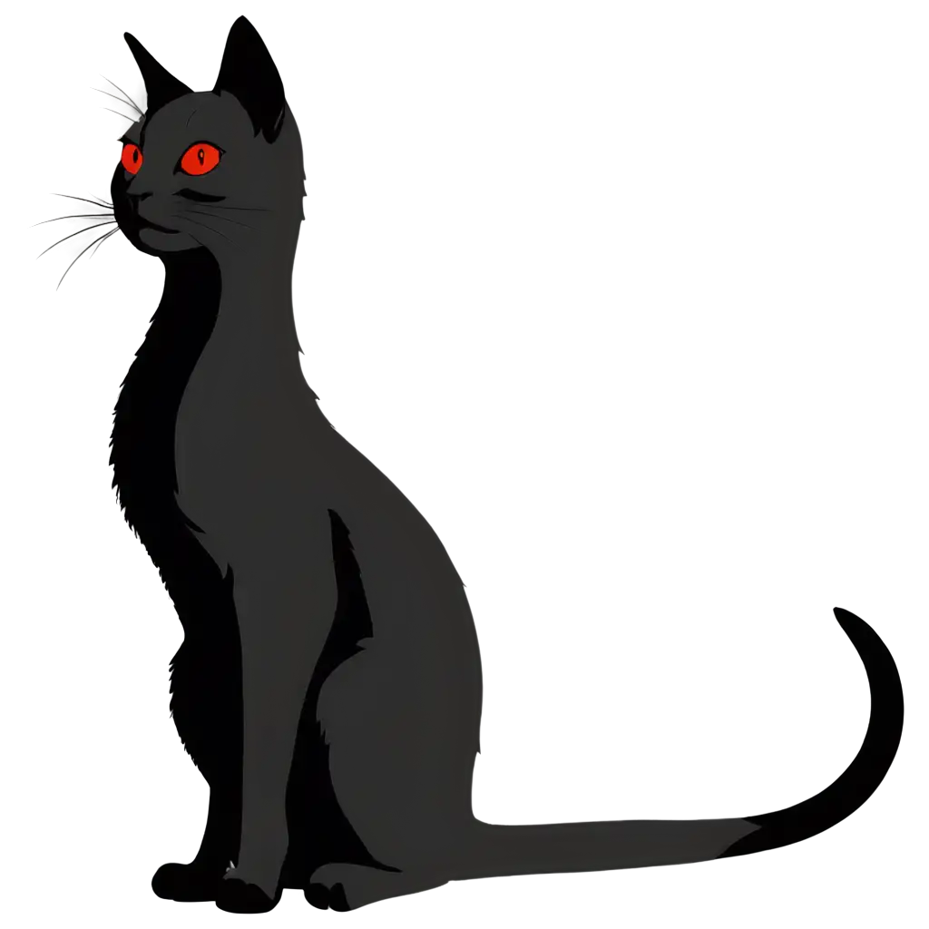 colored cat black, eyes are red, animals silhouette vector,