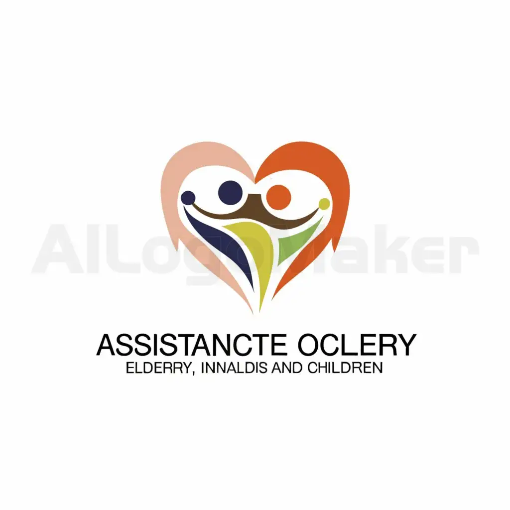 a logo design,with the text "Assistance to elderly invalids and children", main symbol:Hands, people, heart,complex,clear background