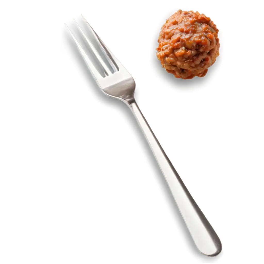  a fork with meatballs