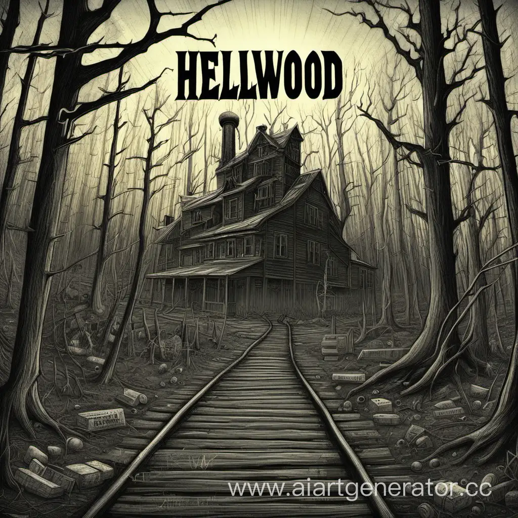 Hellwood надпись в огне
лес
