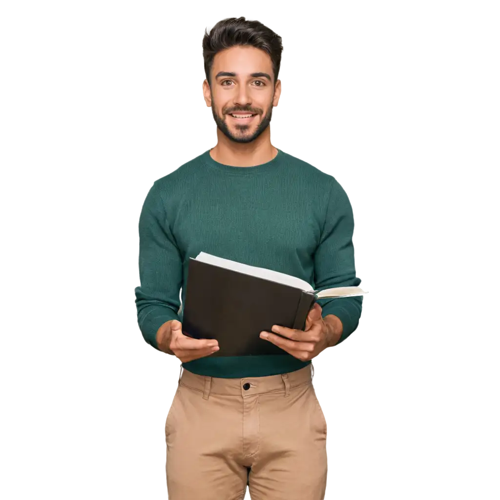 male with math book