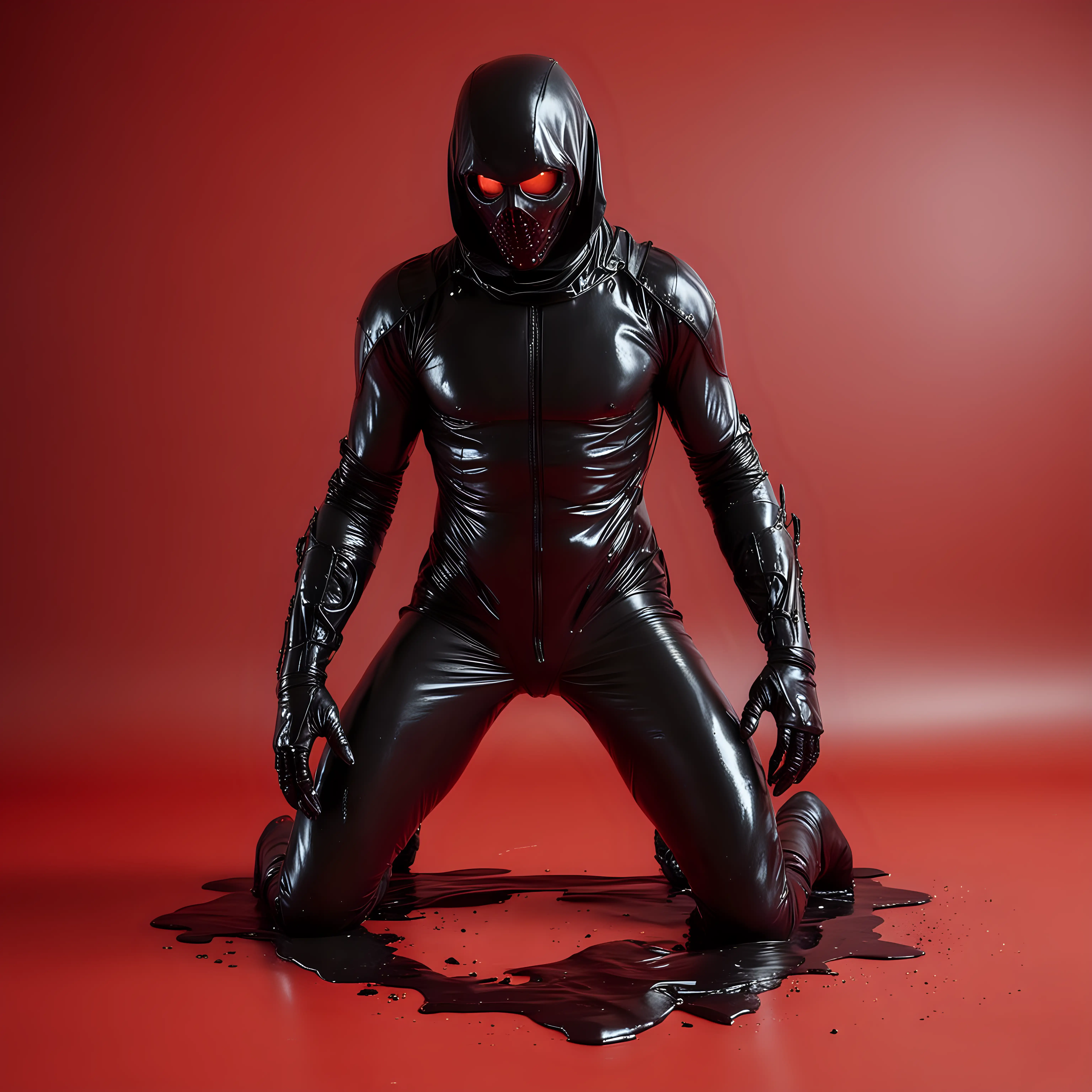 Mysterious-Figure-in-Black-Latex-Suit-on-Red-Background
