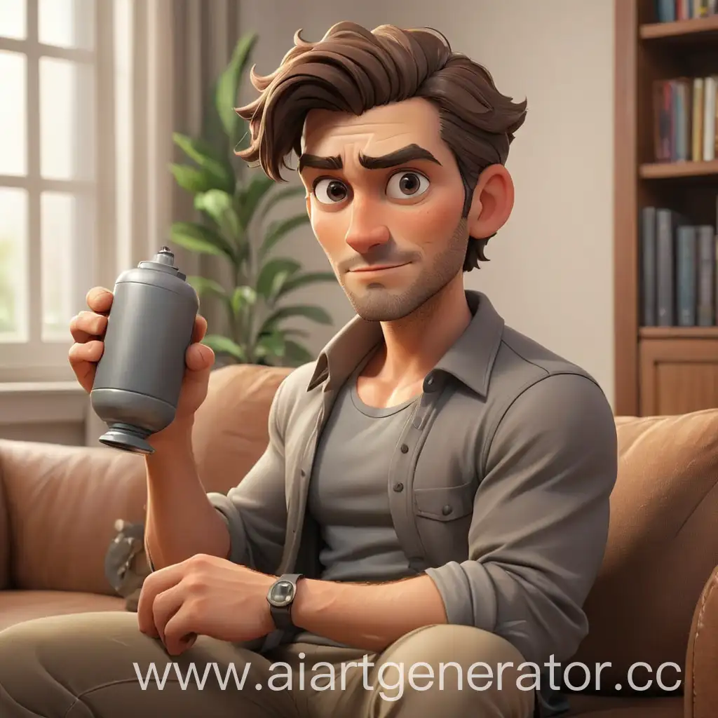 Cartoon-Handsome-Man-Relaxing-on-Couch-with-Cylinder