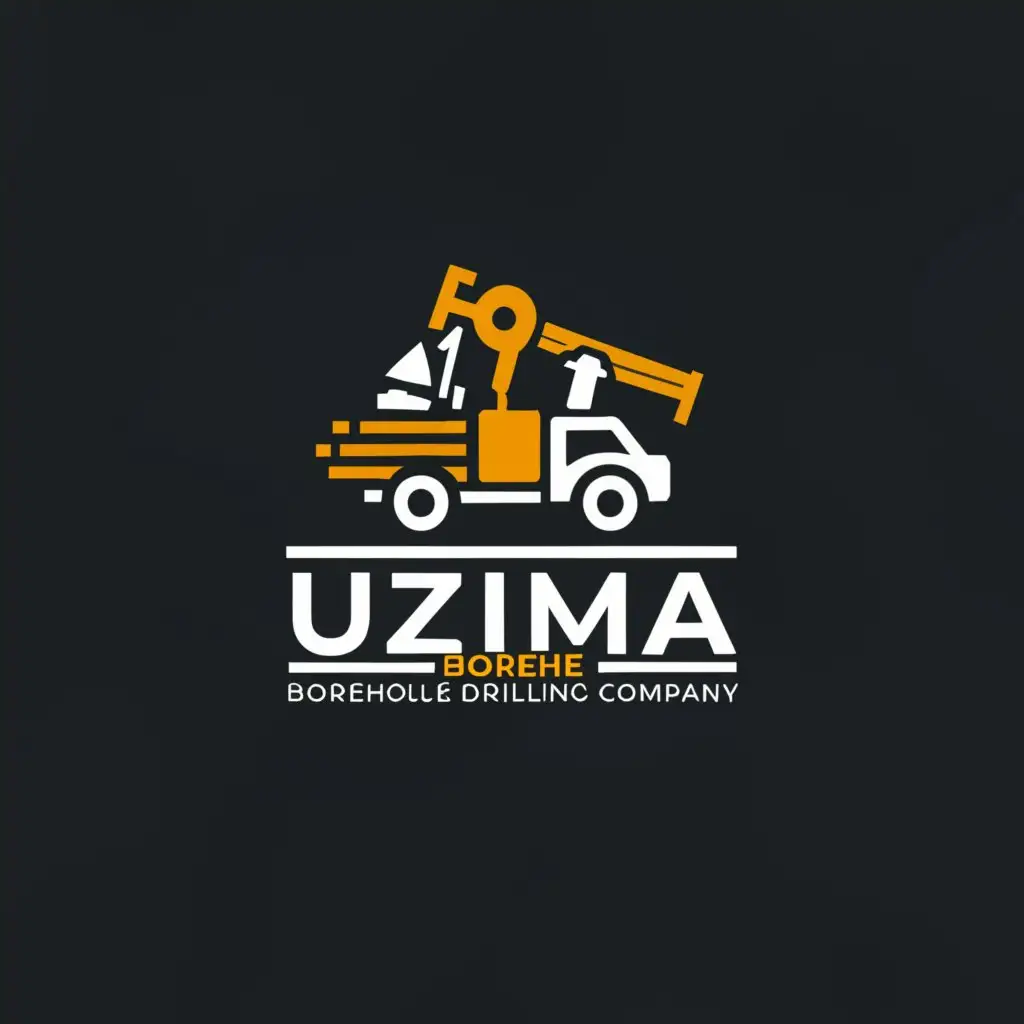 a logo design,with the text "uzima borehole drilling company", main symbol:a drilling truck at work,Moderate,be used in Construction industry,clear background