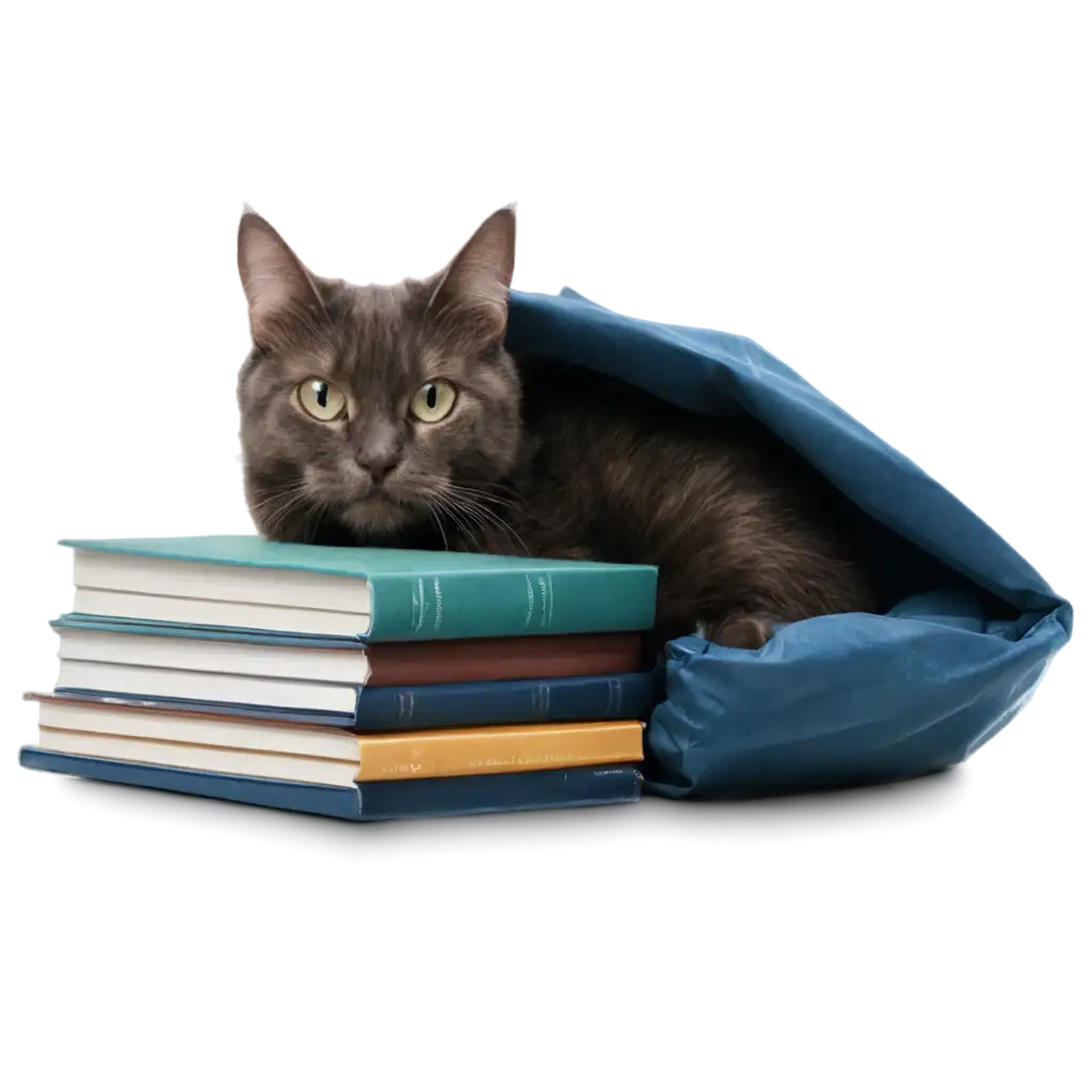 Exquisite-PNG-Image-Curious-Cat-Peeking-Out-of-a-Bag-of-Books