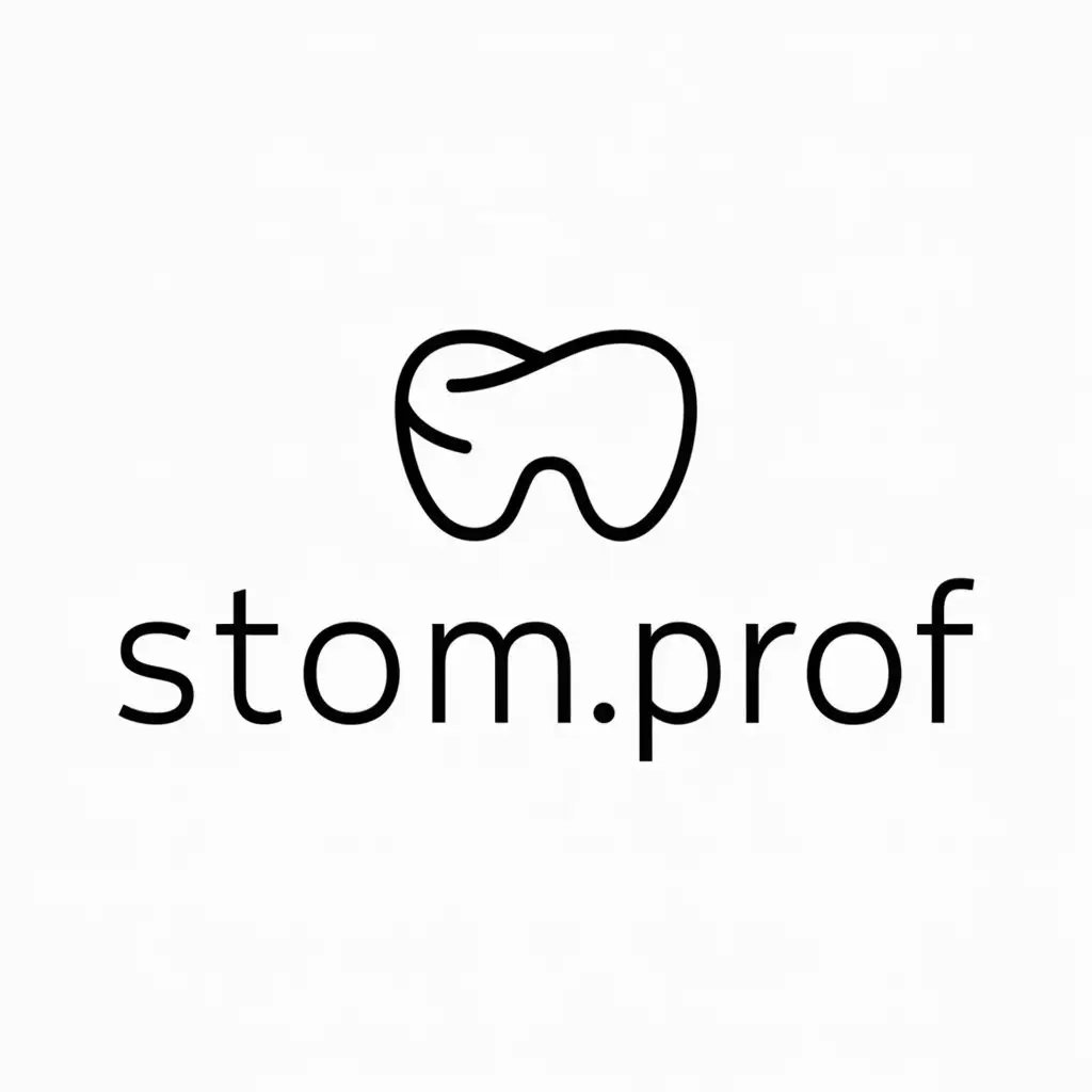 a logo design,with the text "stom.prof", main symbol:teeth,Minimalistic,be used in Medical Dental industry,clear background