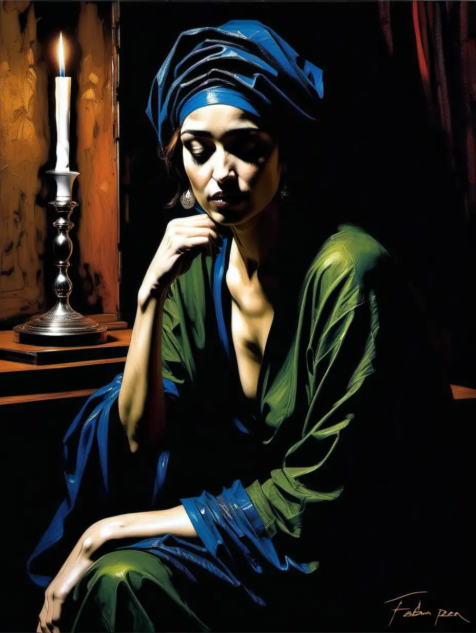 Persian Sibyl Portrait in the Style of Fabian Perez