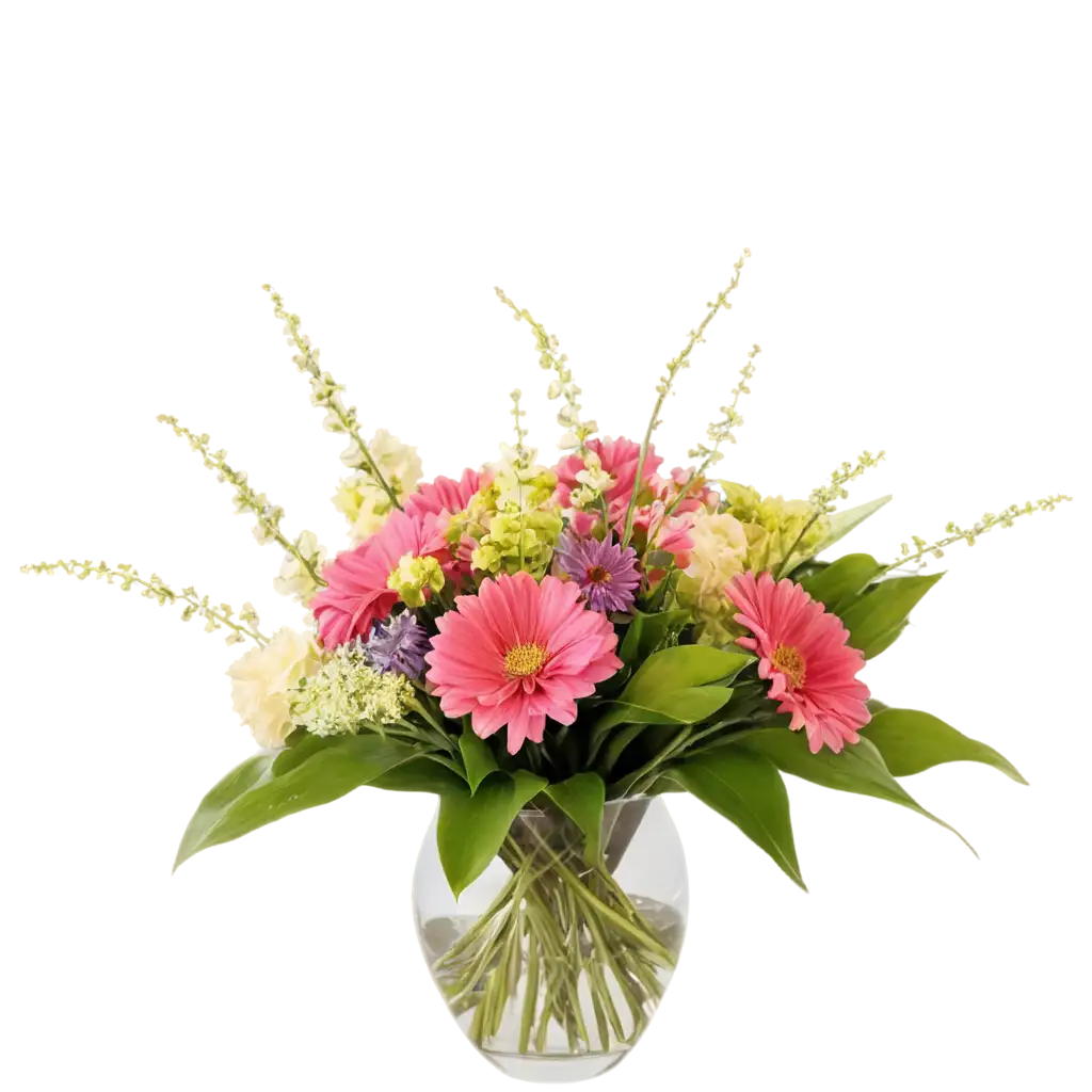 Exquisite-PNG-Rendering-Captivating-Bouquet-of-Random-Flowers-in-Glass-Vase
