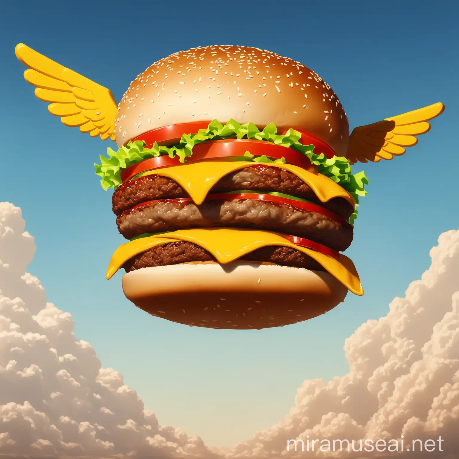 Delicious Flying Burger in MidAir
