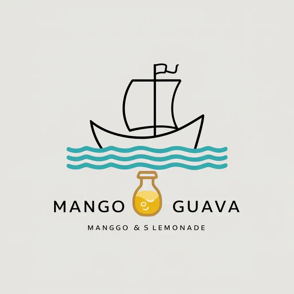 сделай логотип для лимонада со вкусом манго и гуава в тематике пиратов карибского моря. он должен быть в стиле минимализм
