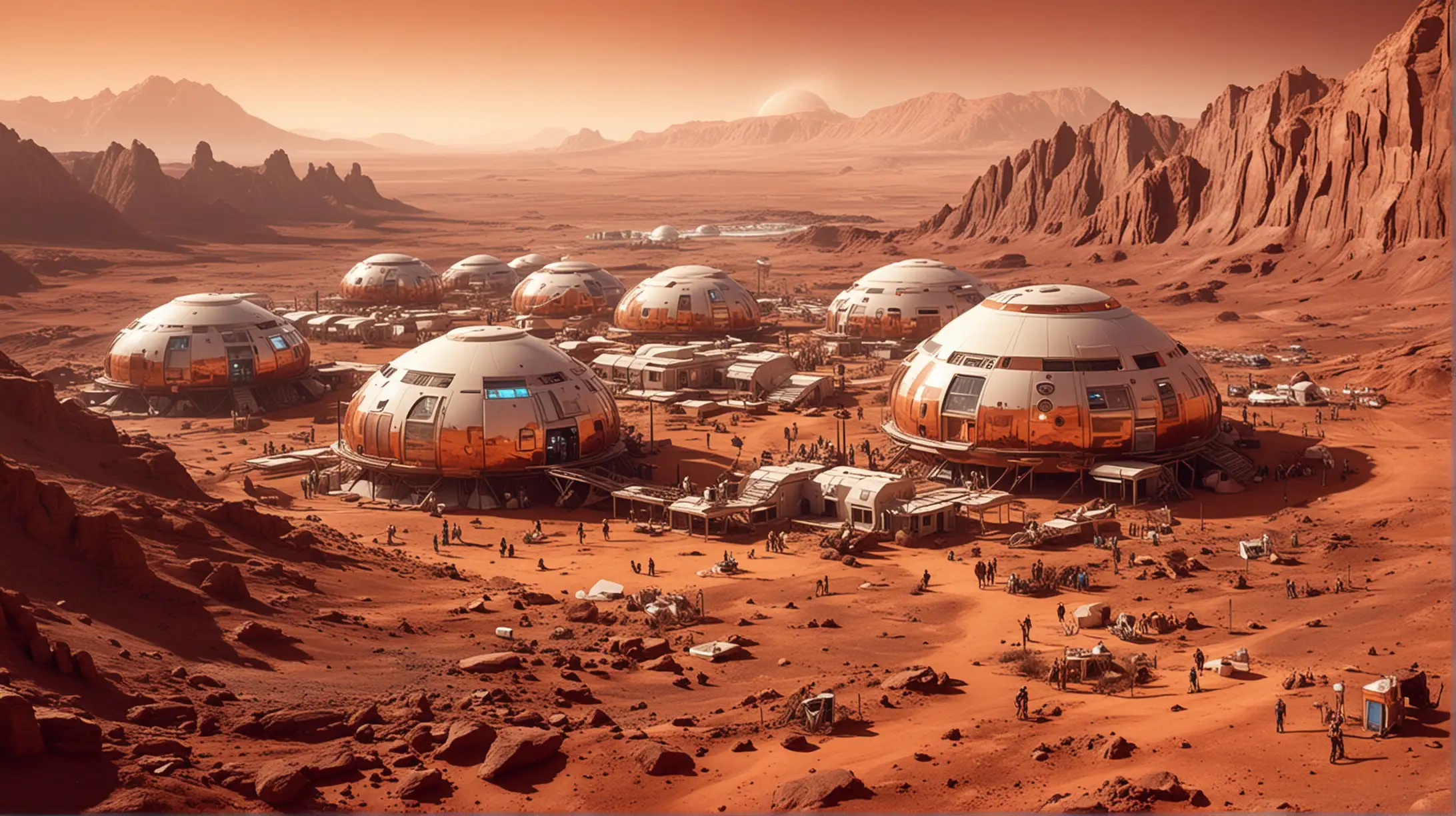 Psychodelic vision of a human colony on Mars